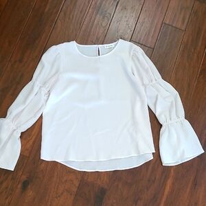 Calvin Klein White Textured Bell Sleeve Blouse size XL